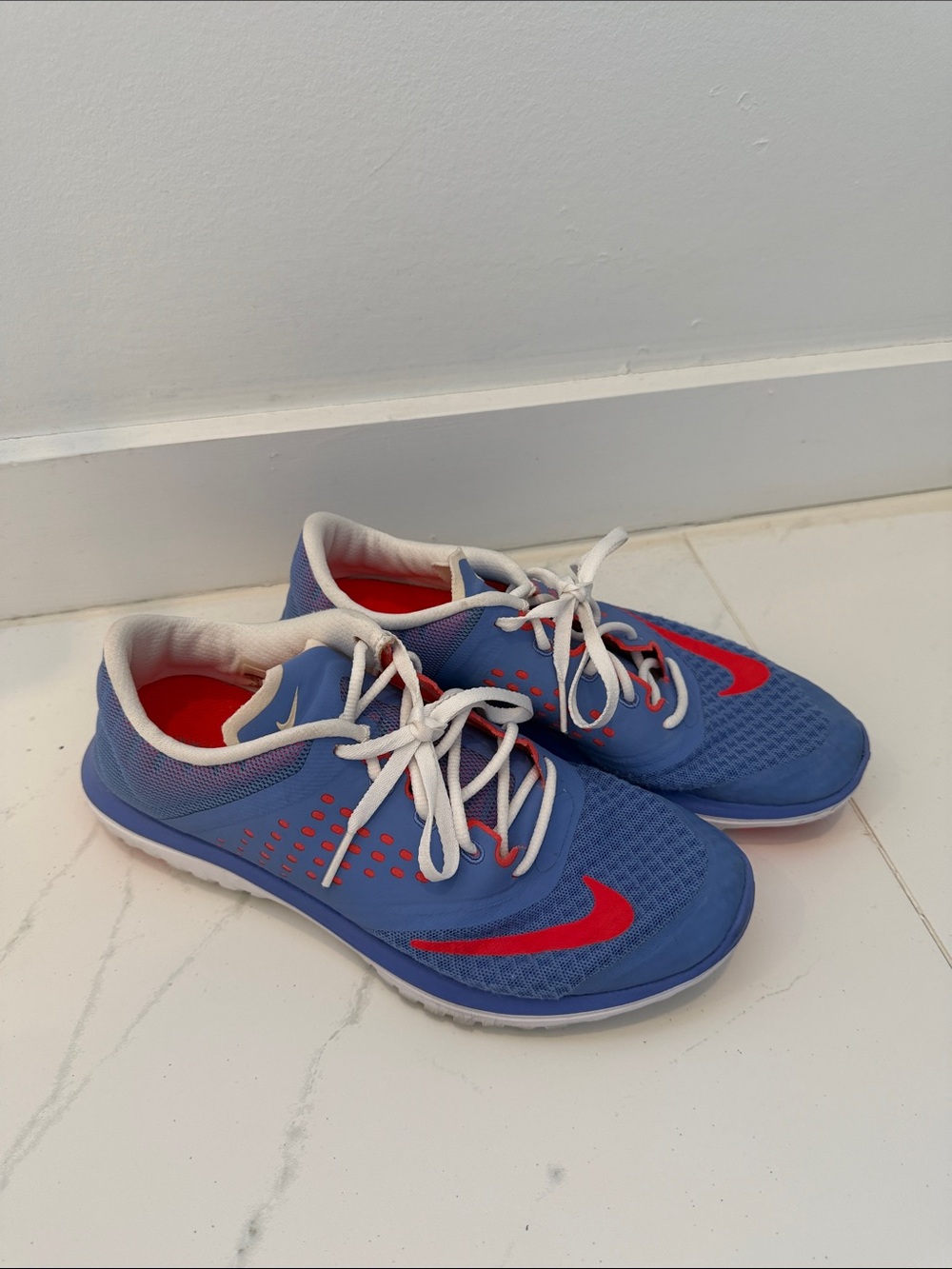 Nike Womens Purple Sneakers with Coral Swoosh